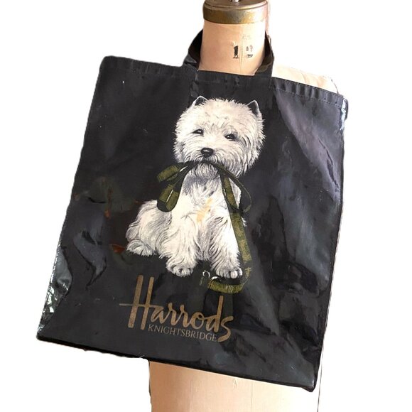 Harrods dog tote bag Knightsbridge vintage, black,  Westie dog - Picture 2 of 13